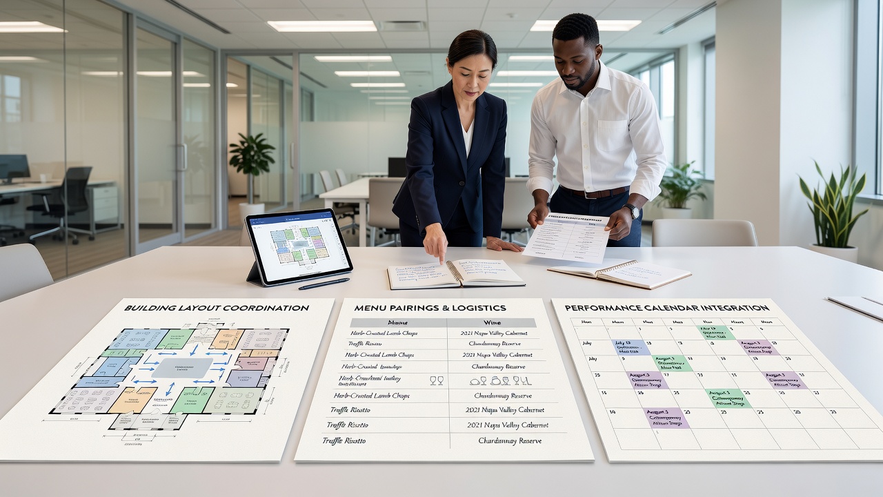Detailed performance calendar and menu coordination charts from alpine casino administrative files