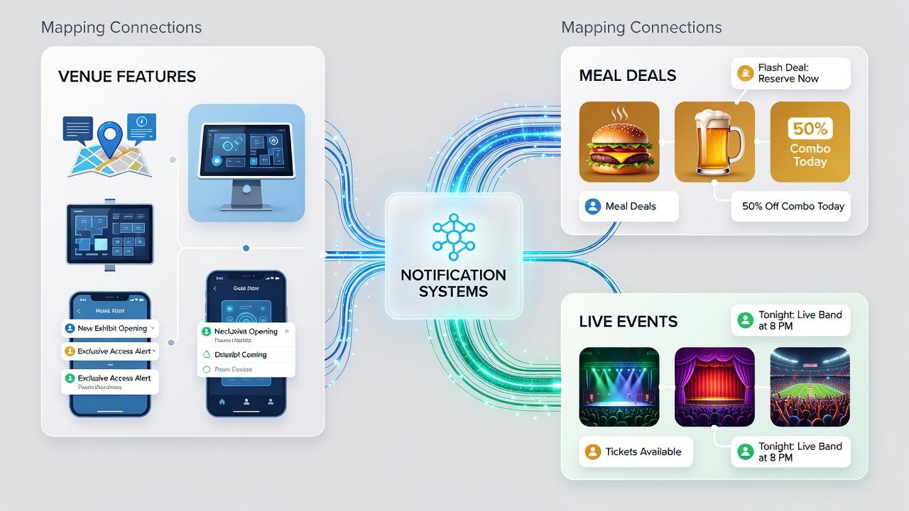 Example of compliance documentation and notification dashboard linking resort features to seasonal meal and event packages